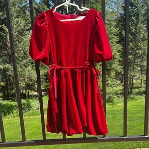 Elegant Red Velour Christmas Dress